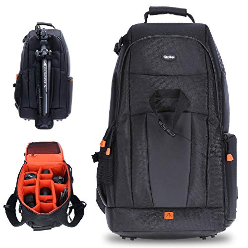 Rollei Fotoliner Fotorucksack L (großer Kamerarucksack (Daypack) mit Schnellzugriff, Laptop-Fach, Regenschutz und Handgepäck tauglichen Maßen) schwarz