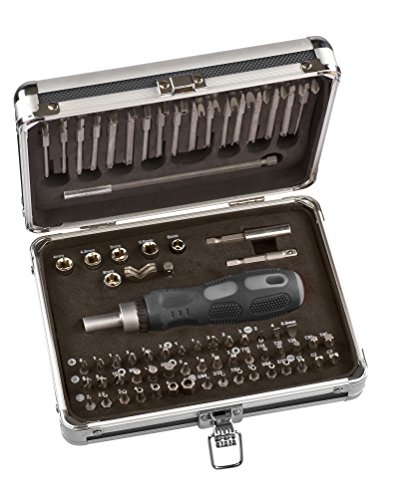 kwb Power Bit-Box 92-tlg – inkl. Bits, Bithalter mit Dauermagnet, langer Bithalter Sechskant-Schaft und Ratschen-Handgriff in stabilem Metallkoffer