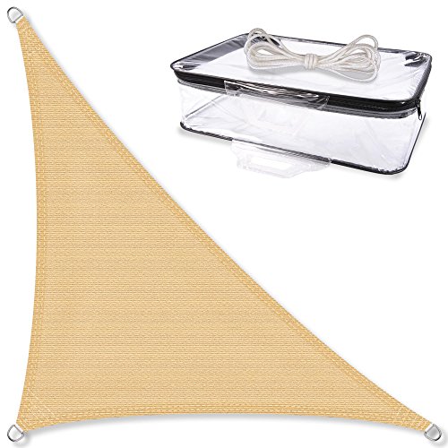 CelinaSun 0011666 Sonnensegel Sonnenschutz Garten | UV Schutz wetterbeständig HDPE atmungsaktiv | Dreieck rechtwinklig 4 x 4 x 5,65 m sand-beige