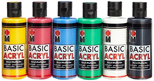 Marabu 120000080 - Basic Acryl, 6 x 80 ml, sortierung