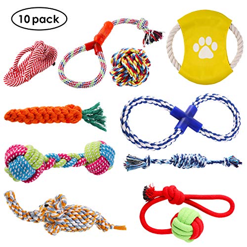 PEDY Hundespielzeug Set,interaktives Spielzeug,Pet Rope Spielzeug,mit verschiedenen Farbe und Form, geeignet für kleine und mittelgroße Hunde (10 Stück )