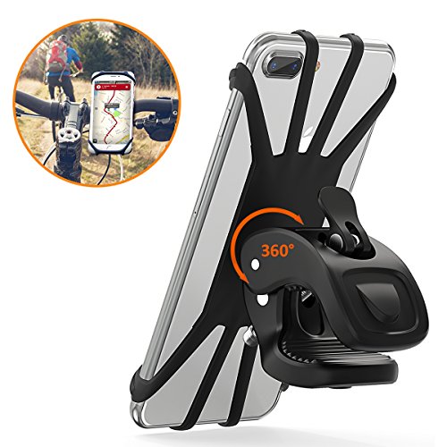 STOON Handyhalterung Fahrrad, 360°Rotation Telefonhalter für iPhone X/8/7/6 Plus, Samsung Note 9 & Alle 4,5-6,0 Zoll Handys, Universal Silikon Verstellbarer Handyhalter für Motorrad (Schwarz)