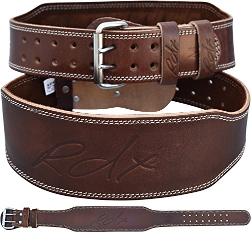 RDX 4' Gewichthebergürtel Leder | Fitness-Gürtel Geeignet Für Bodybuilding, Gewichtheben & Krafttraining | Rückenunterstützung Trainingsgürtel Powerlifting Weightlifting Gym Belt (MEHRWEG)