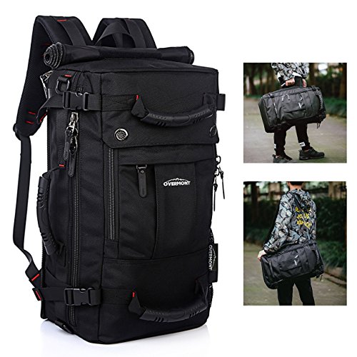 Overmont 40I Daypacks Multifunktional Herren Rucksack Reiserucksack 17' Laptoptasche Schultasche für Outdoor Camping Wandern Ausflug Schwarz