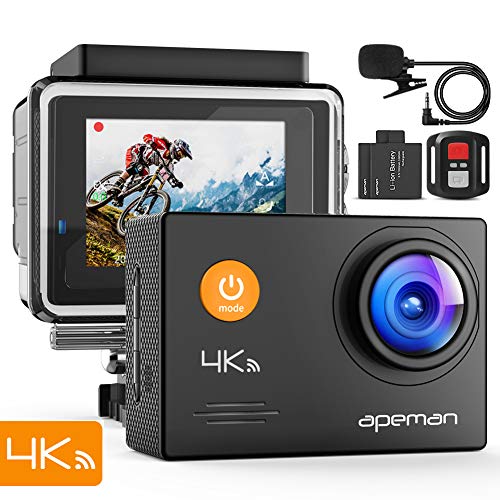 APEMAN Action Cam 4K WiFi 16MP wasserdichte 40M Unterwasserkamera mit Mikrofon und Fernbedienung (A79)