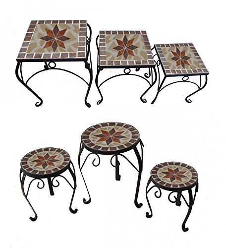 Benelando 3er Set Blumenhocker Beistelltisch Gartentisch Blumentisch Blumenständer Blumen (Quadratisch)