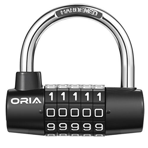 ORIA Kombinations Zahlenschloss, 5 Digit Kombinationsschloss Padlock Set, Metal & Plated Steel and Weather Proof Design for Gym Locker, School & Sports Locker, Case, Toolbox, Hasp Cabinet & Storage