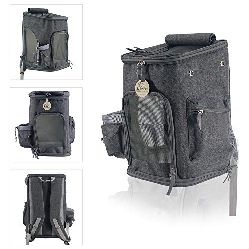 OSPet Hunderucksack Haustier Katze Tragetasche Stoff Schulterriemen Haustier Rucksack für Kleine Hunde und Katzen, 28*28*43cm, bis 8kg