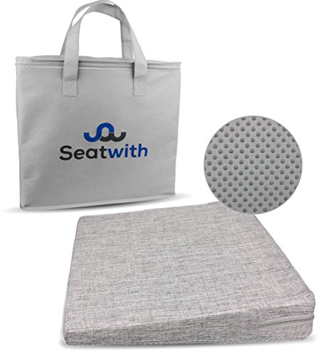 Orthopädisches Keilkissen/Sitzkeil mit Anti-Rutsch Bezug und Tragetasche sorgt für gerade Körperhaltung und maximale Rückenmuskulatur Steißbein und Bandscheiben-Entlastung 37x33x7/2 cm