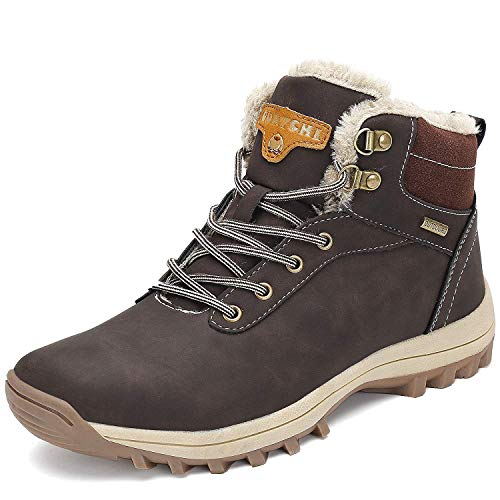 Mishansha Winterstiefel Herren Damen Gefüttert Winterschuhe Wasserdicht Warme Wanderschuhe Winter Trekking Stiefel rutschfest Wander Schuhe Outdoor Winter Boots Schneestiefel Braun 41 EU