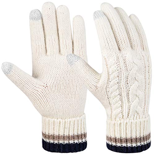 Vbiger Damen Winter Handschuhe Stilvolle Strickhandschuhe Kreative Touchscreen Handschuhe Warme Wollhandschuhe mit Verstellbare Manschette