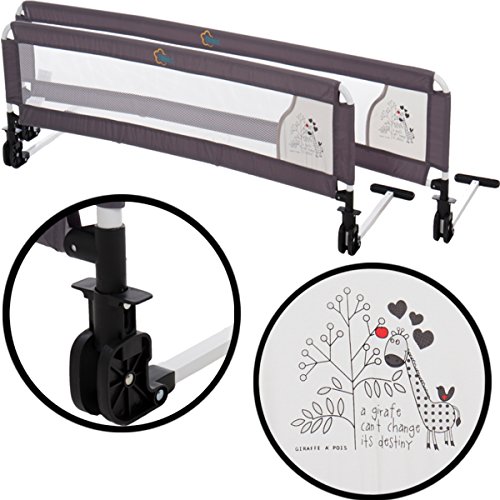 Bettschutzgitter / Bettgitter (Modell: GIRAFFE) Mit süßen und lustigen Giraffen-Motiv (120 cm)