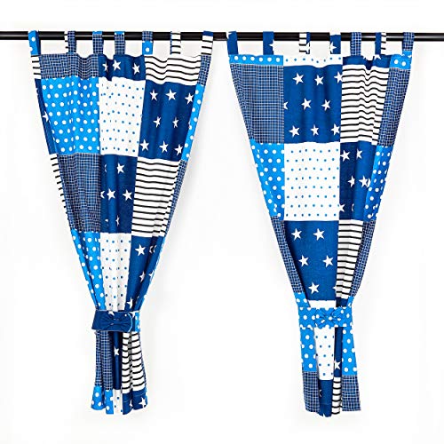 Lumaland 2er Set Kinderzimmervorhänge Gardinen für Kinder und Babys 100% Baumwolle 95 x 155 cm Patchwork