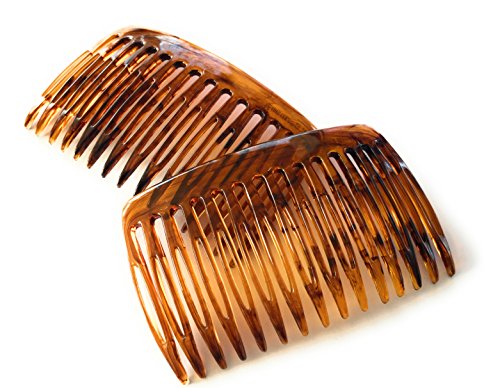 2 x Einsteckkamm ca. 7,5 x 4,7 cm havanna-braun Spaltzahn Steckkamm Made in Germany