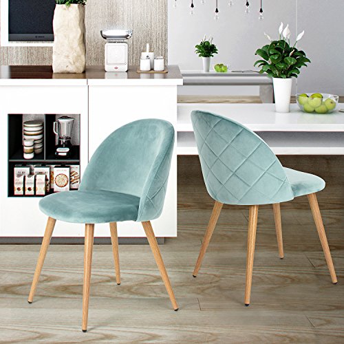 Set von 2 Esszimmer Stuhl Kaffee Stuhl Coavas Samt Kissen Sitz und R¨¹cken K¨¹che St¨¹hle mit stabilen Metall Beine f¨¹r Ess-und Wohnzimmer