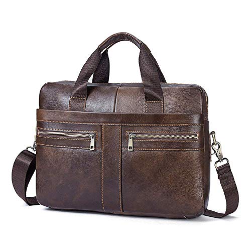 Businesstasche Herren Leder Aktentasche Männer Handtasche Vintage Laptoptasche Arbeitstasche Umhängetasche Schultertasche für 14 Zoll Notebook (a-Braun-1)