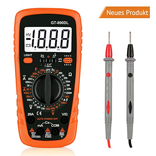 Digital-Multimeter GT-890DL Polymeter AC/DC-Elektroprüfgerät mit Widerstand Multitester mit Voltmeter, Amperemeter, Ohmmeter mit LCD-Hintergrundbeleuchtung