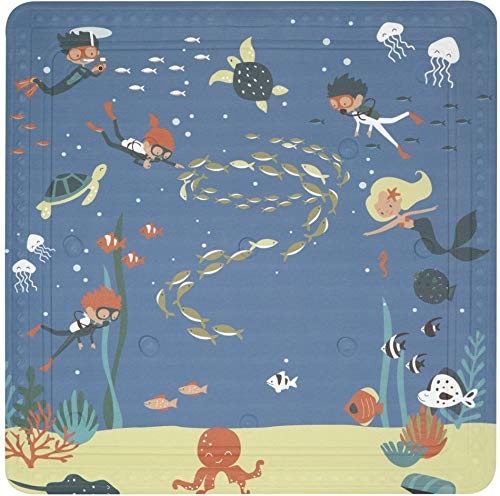 Spirella Duschmatte Badematte Kinder Duscheinlage antibakteriell Rutschfest mit Saugnäpfen - Diver - ca. 55 x 55 cm - Made in Germany