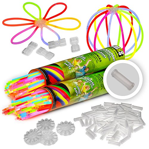 200 Knicklichter KNIXS inkl. 200 x 2D-Verbinder, 4 x Kreisverbinder, 4 x 7-Loch-Verbinder im 6-Farb-Mix, in Profiqualität, Testnote: 1,6