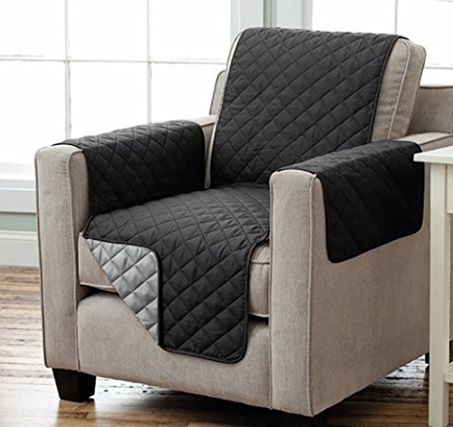 Sesselschoner Sofaschoner Sesselschutz Sofaüberwurf (1-Sitzer 91 x 165 cm, schwarz/anthrazit)