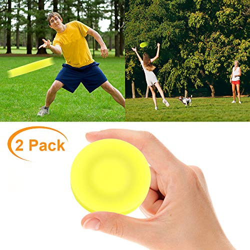VZATT Mini Frisbee, 2019 Neueste Mini Wurfscheiben Flexible Weiche Rotation Mini Flying Disc fliegt über 60 Meter weit Für Eltern Kind Holiday Outdoor Sport Spielzeug - 2 Stücke (Gelb)