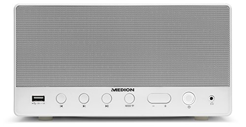 MEDION P61071 Multiroom Lautsprecher (Internetradio (über App),Spotify Connect, WLAN/Wifi, DLNA, USB, AUX, integrierter Subwoofer) weiß