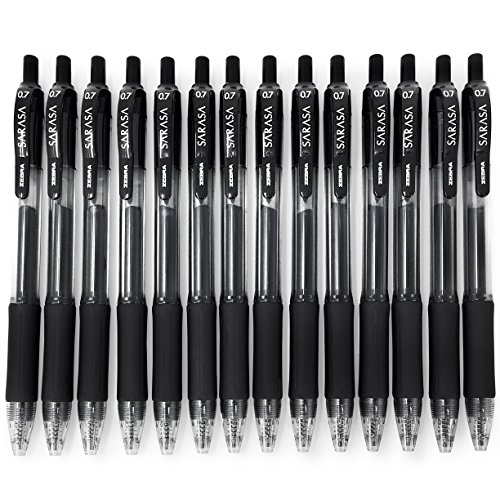 Zebra - Sarasa einziehbarer Gelroller - schnelltrocknend - 0.7 mm - schwarz - 14er-Pack