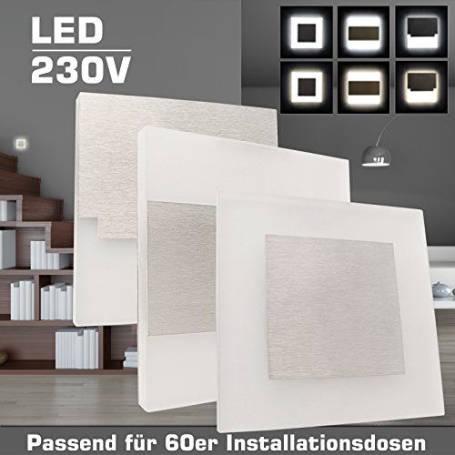 Wandeinbauleuchte ESCALA M1 Acrylglas/Edelstahl 230V LED ca. 1,3 Watt; IP20 Warmweiß (3000k) Wandleuchte Treppenbeleuchtung Wandstrahler Treppenleuchte