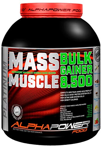 ALPHAPOWER FOOD Maas - Whey, Muscle Weight Gainer I Mega, Muskelmasse & Muskelaufbau - Protein - Eiweiß, Kohlenhydrate - Pulver - Shake für Hardgainer, 5kg Vanille + Creatin, Bcaa, MCT Öl