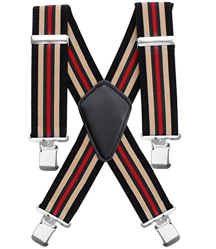 Chalier Hosenträger Herren elastische5cm breite 4 Starken Clips X-Form, mit verschiedenen klassischen Farben für alle Stile, bei Alltag, Arbeit, Bankett, Party
