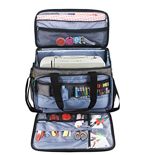Luxja Nähmaschinentasche, Nähmaschine Tasche, Tasche für Nähmaschine und Extra Nähzubehör, Grau
