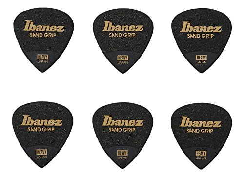 Ibanez Plektren der Wizard-Serie, mit Sandpapier-Griff, 6 Stück, PPA16HSGBK 1.0mm Schwarz