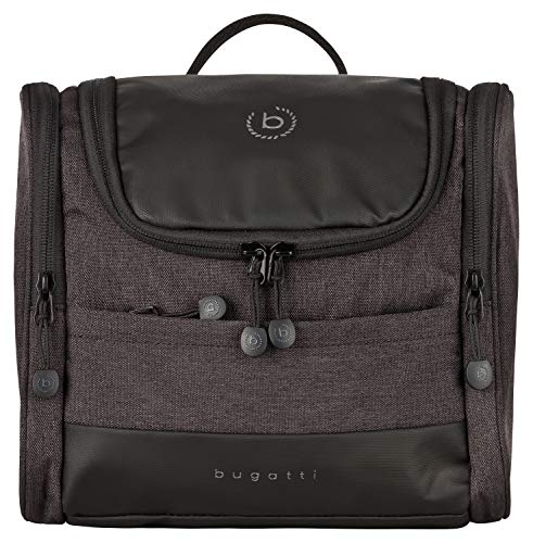 Bugatti Universum Kulturbeutel zum Aufhängen Herren Gross, Kulturtasche Männer, XXL Toiletry Bag Waschtasche Waschbeutel Toilettentasche, Schwarz