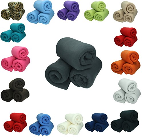 Betz 3 Stück Fleecedecke Kuscheldecke in Größe 130x170 cm Qualität 220 g/m² verschiedene Farben Farbe petrol
