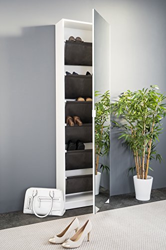 Spiegelschuhschrank, Schuhschrank mit Spiegeltür (B/H/T: 50 x 180 x 20), weiß