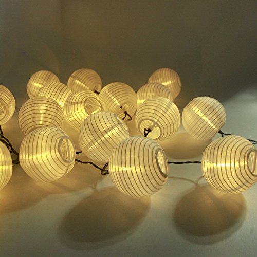 LED Solar Lichterkette Lampions ALED LIGHT IP65 Wasserdicht 20er LED Lampions Laterne Lichterkette Garten Innen- und Außenbereich 5 M für Party Weihnachten Outdoor Fest Deko usw. [Energieklasse A+++] (Warmweiß)
