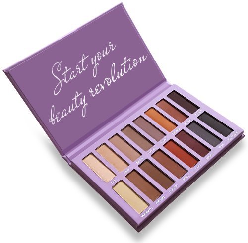 Beste Lidschatten Palette Matt - Vegane Eyeshadow Augenpalette mit 16 Hochpigmentierten Warmen Natürlichen Matten Farben in Nudetönen - Professionelle Make Up Kosmetik - Ideales Geschenk