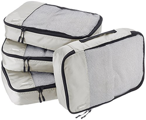 AmazonBasics Mittelgroße Kleidertaschen, 4 Stück, Grau