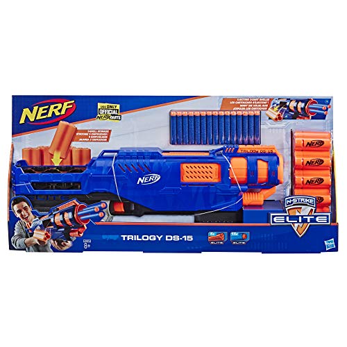 Trilogy E2853EU4 N-Strike Spielzeug Blaster, mit 15 Nerf Elite Darts und 5 Hülsen, für Kinder, Teenager, Erwachsene, Mehrfarbig