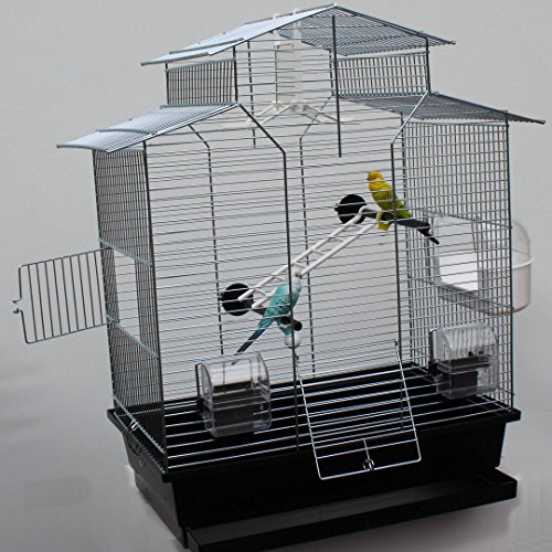 Vogelkäfig,Wellensittichkäfig,Exotenkäfig,60 cm Vogelkäfig Vogelbauer Wellensittich Kanarien Voliere Vogelhaus Käfig IZA 2 II schwarz