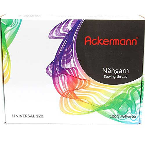 Ackermann Universal Nähgarn Stärke 120, 20x Konen 1.000m in handlicher Box