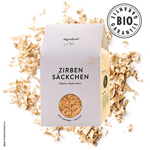 AllgäuQuelle Naturprodukte Bio Zirben-Säckchen mit 100% Bio-Zirbenspäne handgehobelt. Natürliches Bio Duftkissen. Bio Duftsäckchen naturrein und biologisch.