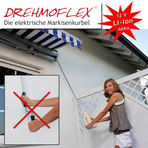 Drehmoflex - Elektrische Markisenkurbel / Mobiler Markisenantrieb mit 12V Li-Ion Akku