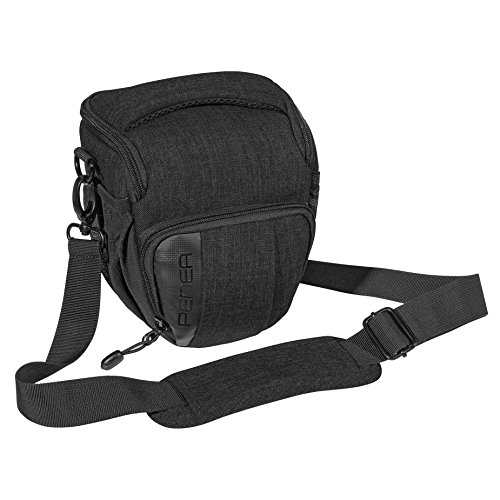 PEDEA SLR-Kameratasche 'Fashion' Schultertasche Messenger Kameratasche Umhängetasche Kamera Tasche mit Regenschutz, Tragegurt und Zubehörfächern, Gr. M schwarz