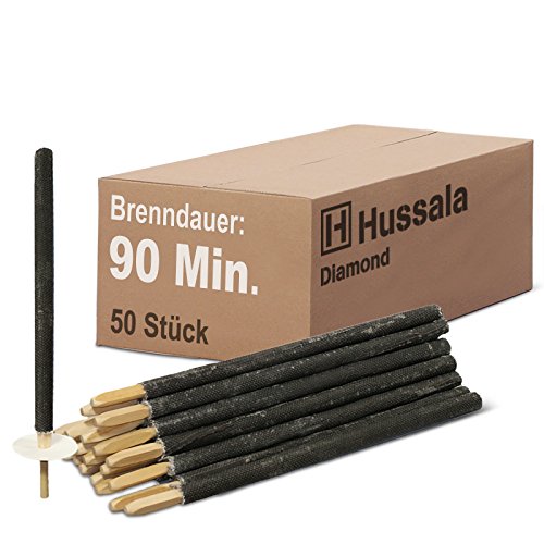 Hussala - Diamond Wachsfackeln Brennzeit 90 min Garten-Fackeln [50 Stück]
