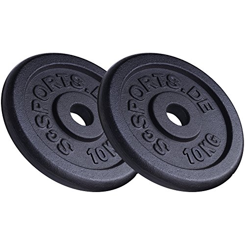 ScSPORTS Hantelscheiben-Set, 20 kg, Gusseisen, 2 x 10 kg Gewichte, 30/31 mm Bohrung
