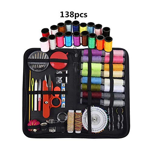 UnionFashionLi Nähset - Nähzubehör Set mit 138 Wesentlichen Tools Umfassen Fingerhut, Schere, Nähgarn, Nadeln und komplettes Zubehör für Kinder Anfänger (138PCS)