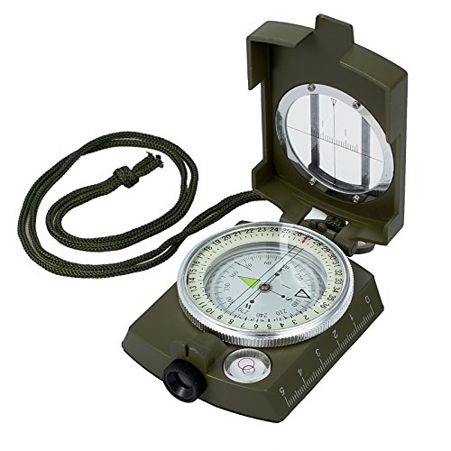 Proster Militär Marschkompass Professioneller Taschenkompass Peilkompass Kompass Compass mit Klinometer Tragschlaufe Tasche für Jagd Wandern und Aktivitäten im Freien