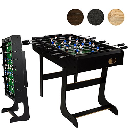 Tischfussball „Belfast“, klappbar, Farbe: Schwarz, nahtlos hochgezogene Spielfeldecken, inkl. 2 Bälle, Kicker Kickertisch Tischkicker