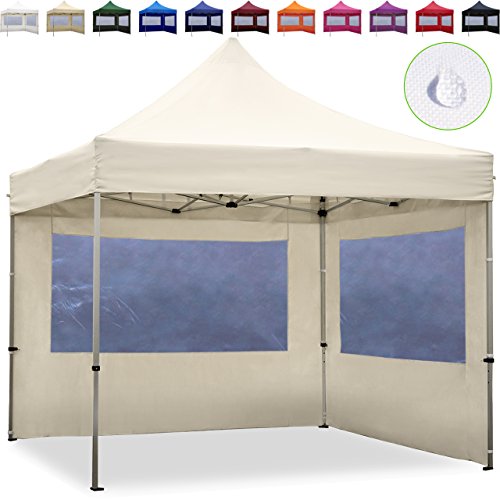 Faltpavillon Faltzelt 3x3m - 2 Seitenteile ALU Pavillon Partyzelt creme Dach 100% WASSERDICHT